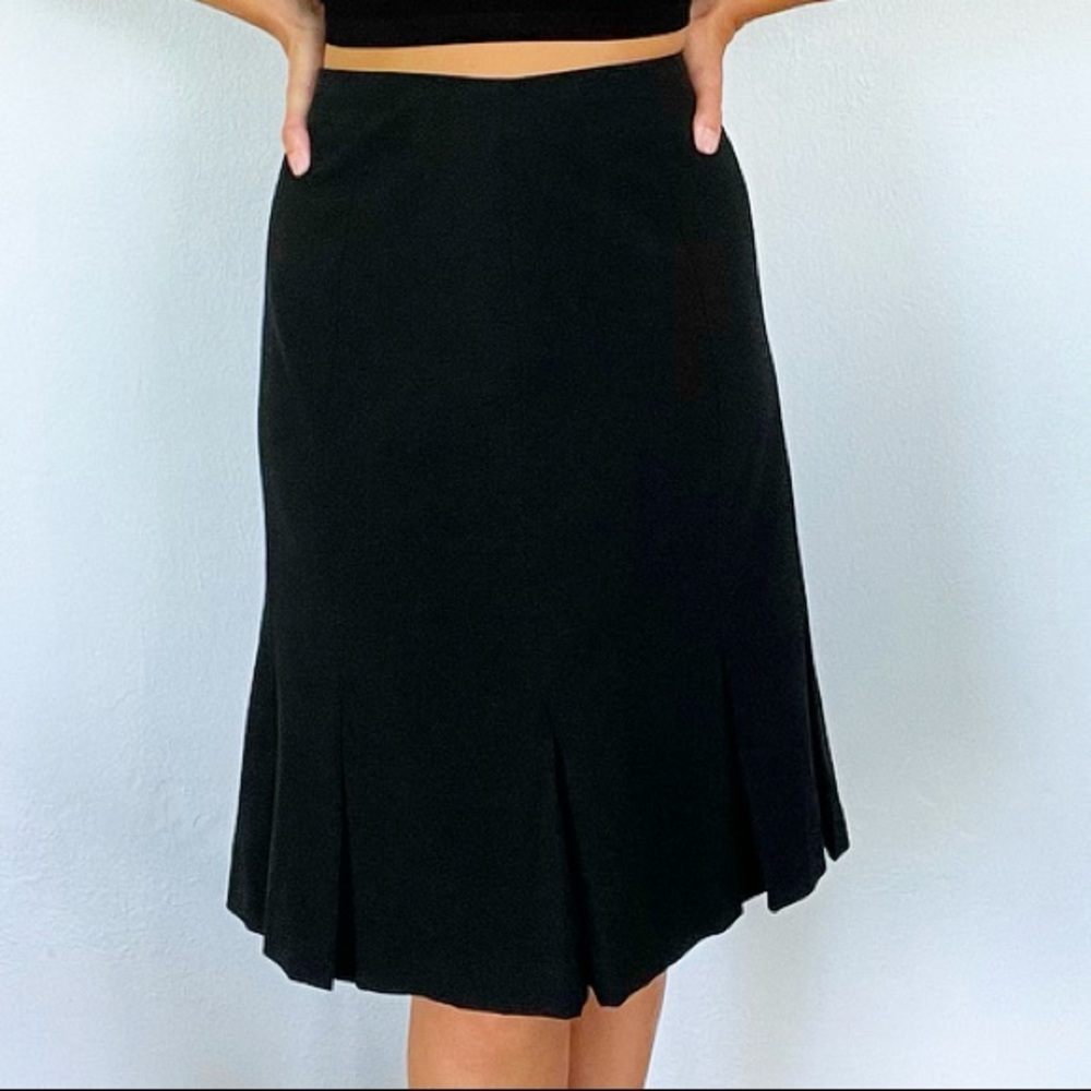 AB Studio black pleated fit and flare pencil skirt size 10